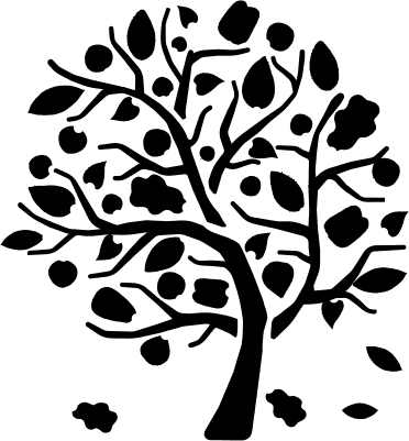 Дерево с листьями трафарет