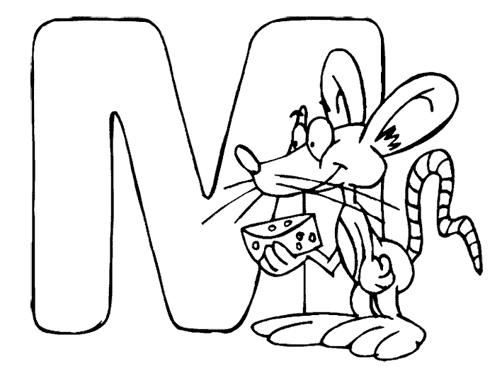 Раскраска мышонок с буквой М
