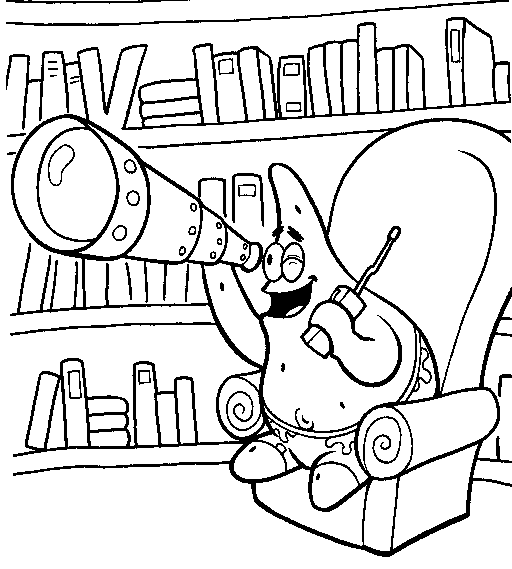 Патрик смотрит в телескоп