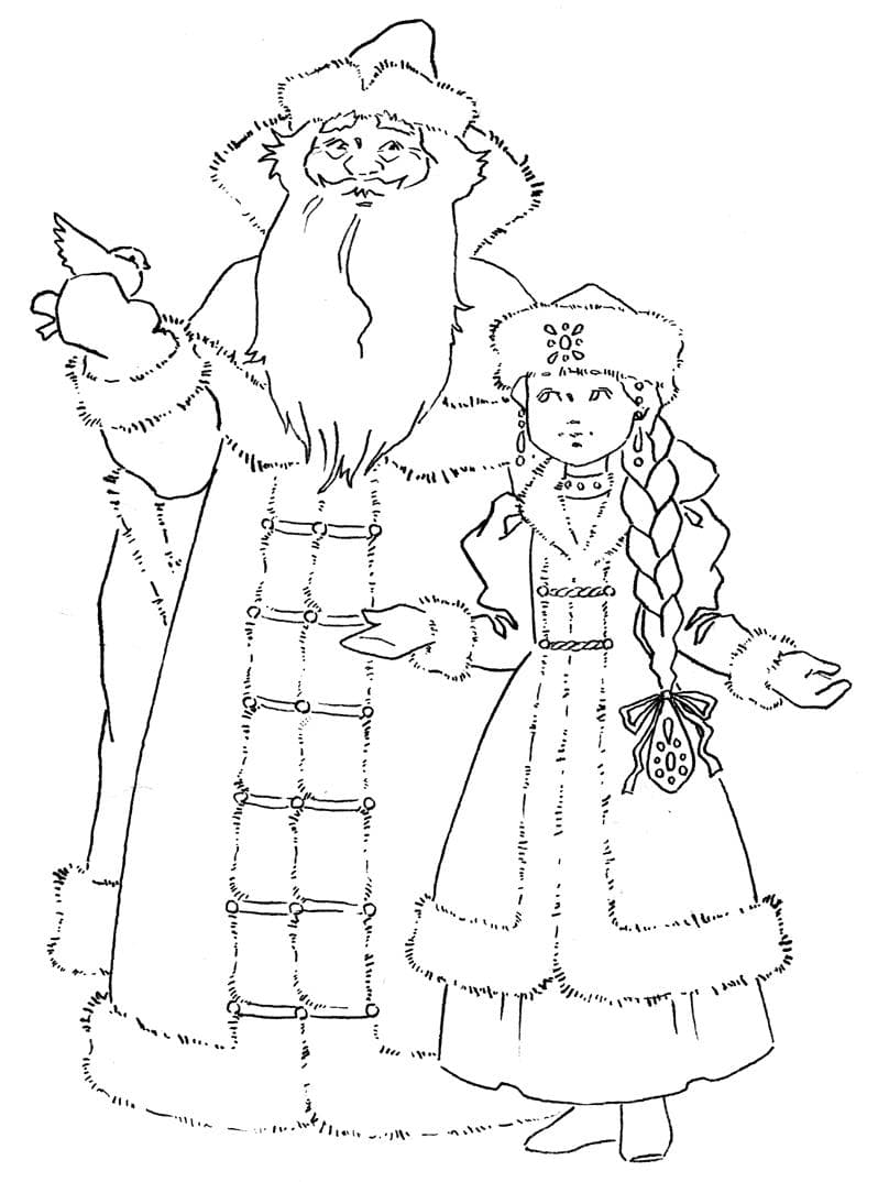 Дед мороз и снегурочка раскраска для детей