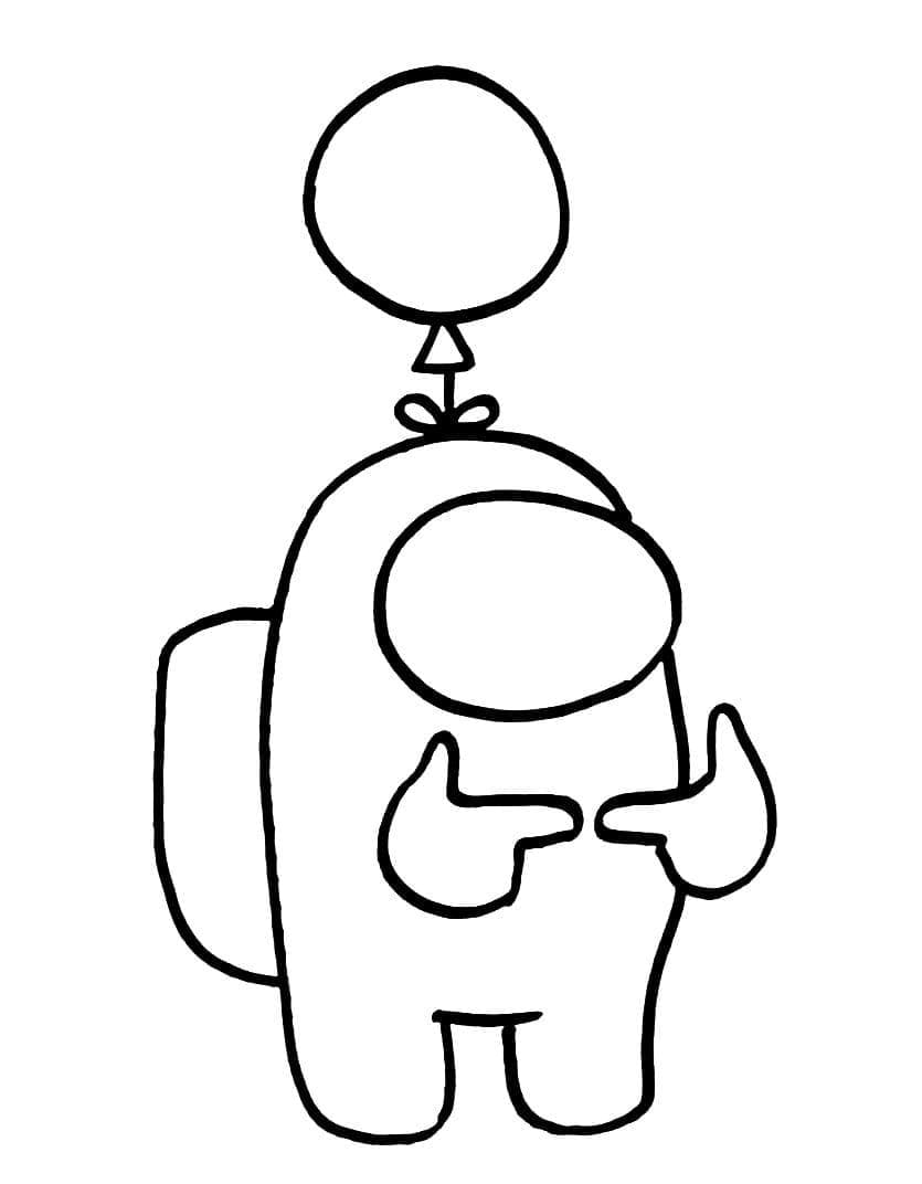 Персонаж Амонг Ас с воздушным шариком
