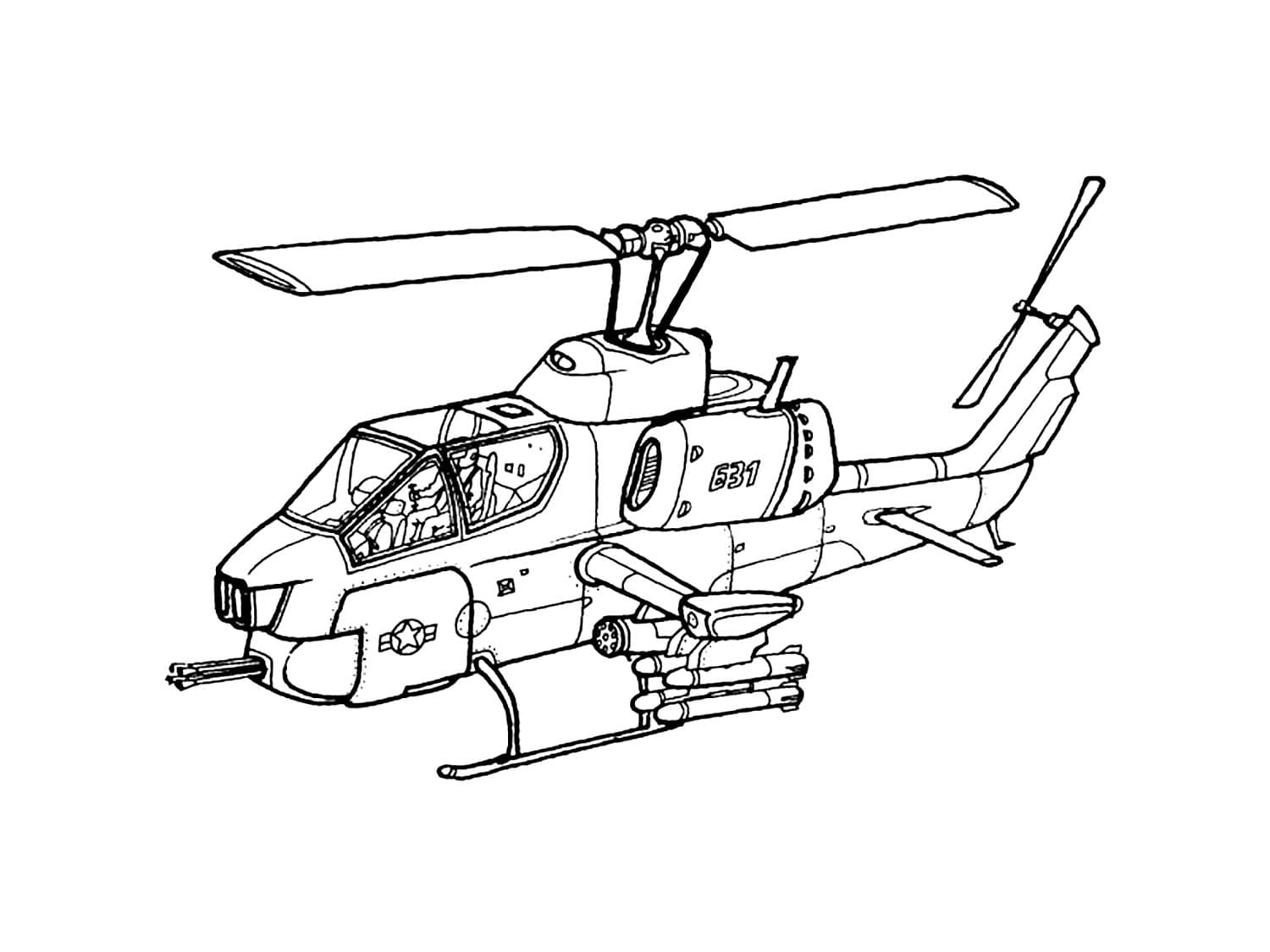 Вертолет военный с ракетами
