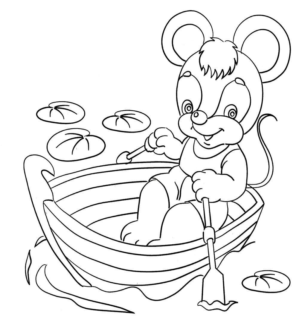 Мышка в лодке раскраска