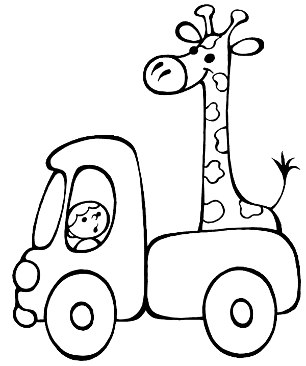Жираф в грузовике раскраска