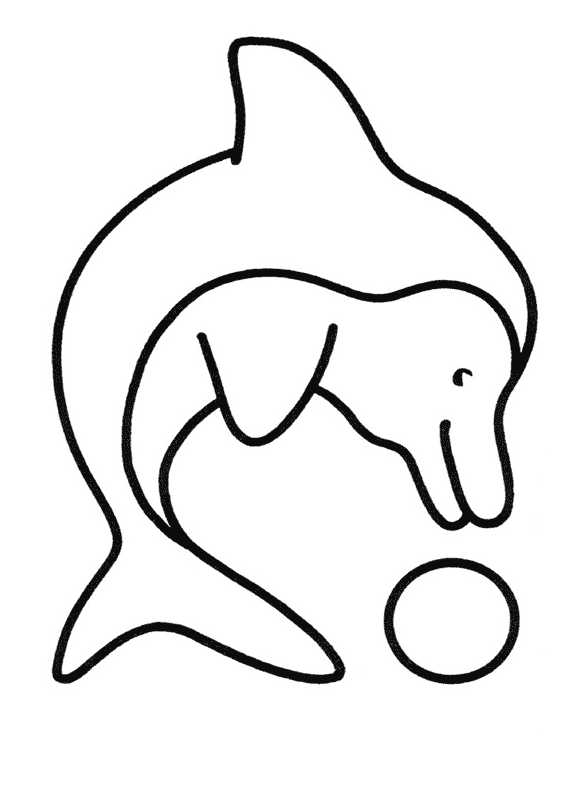Раскраска дельфин с мячом