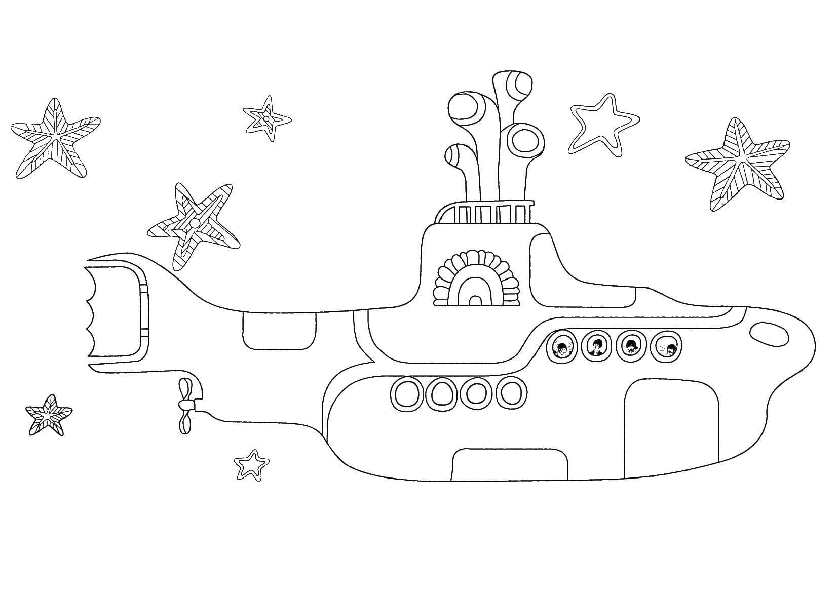 Подводная лодка и морские звезды