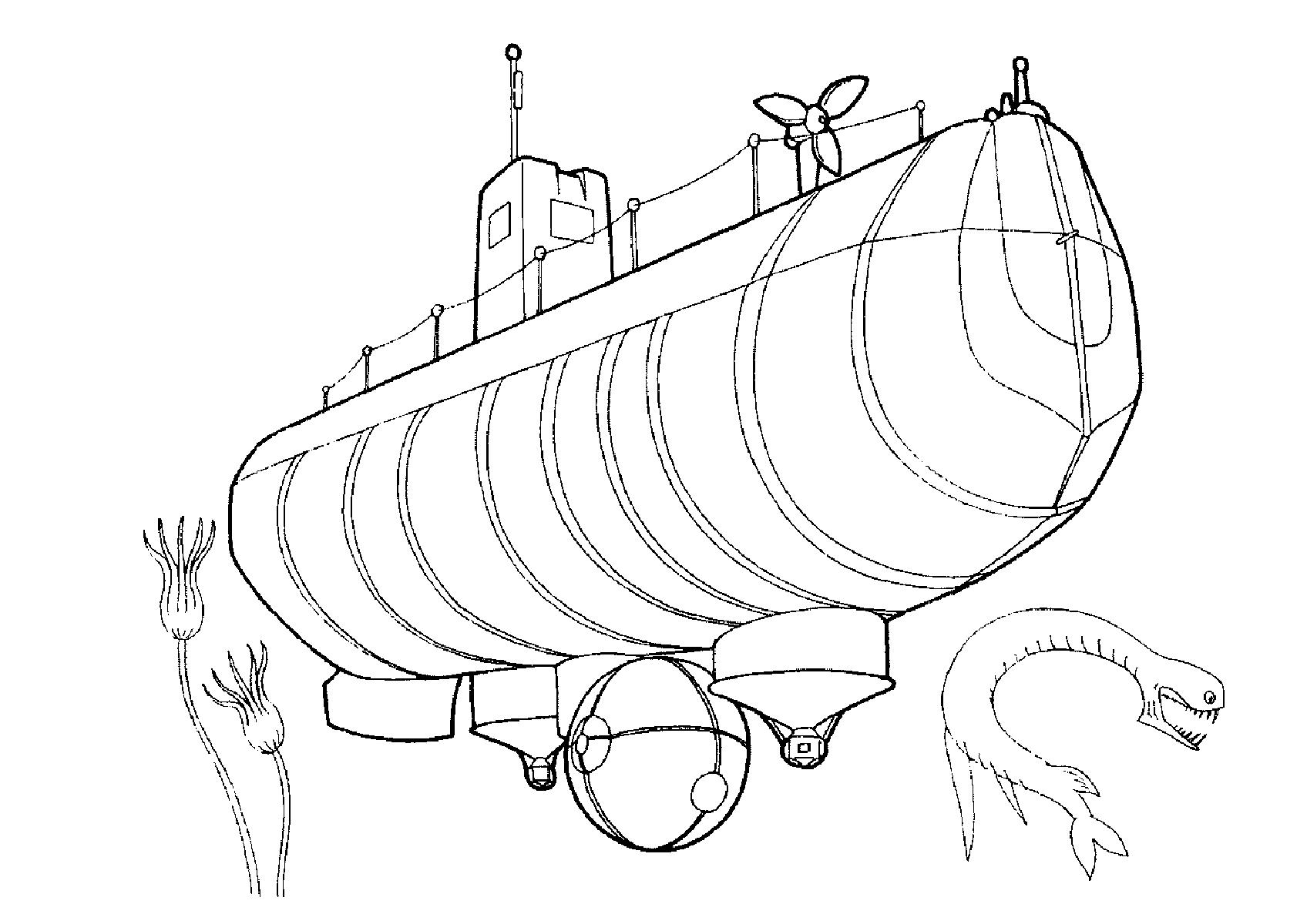 Подводная лодка и мурена