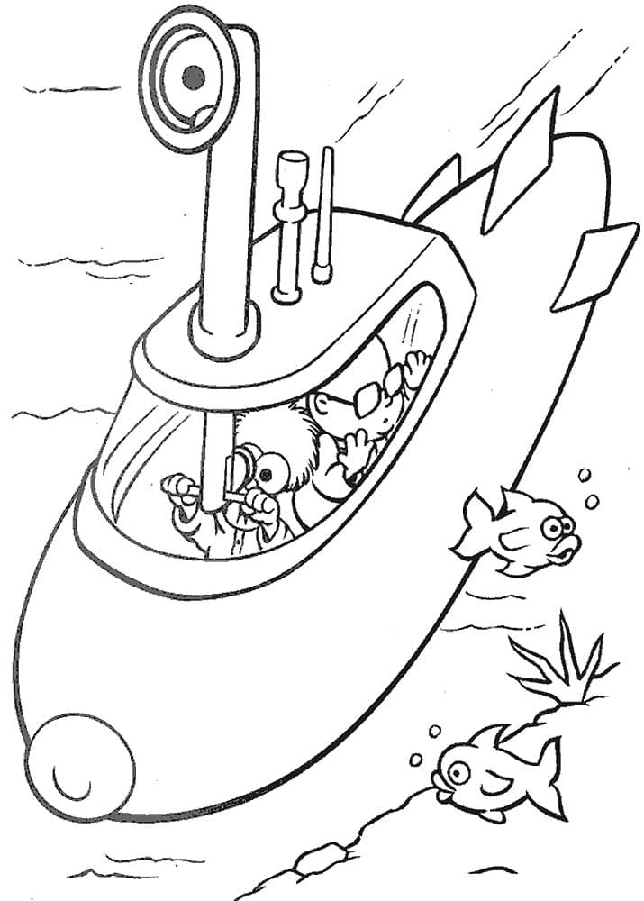 Подводная лодка и рыбки
