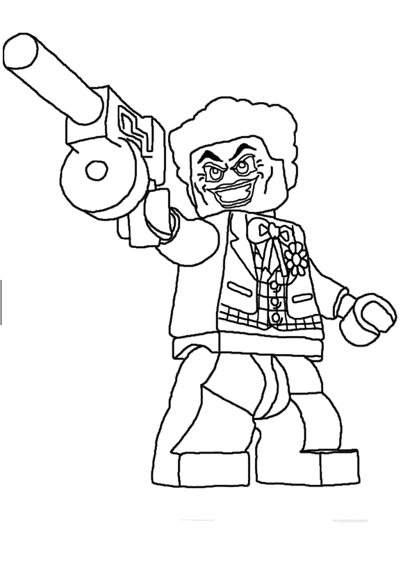 Раскраска человек лего с пушкой