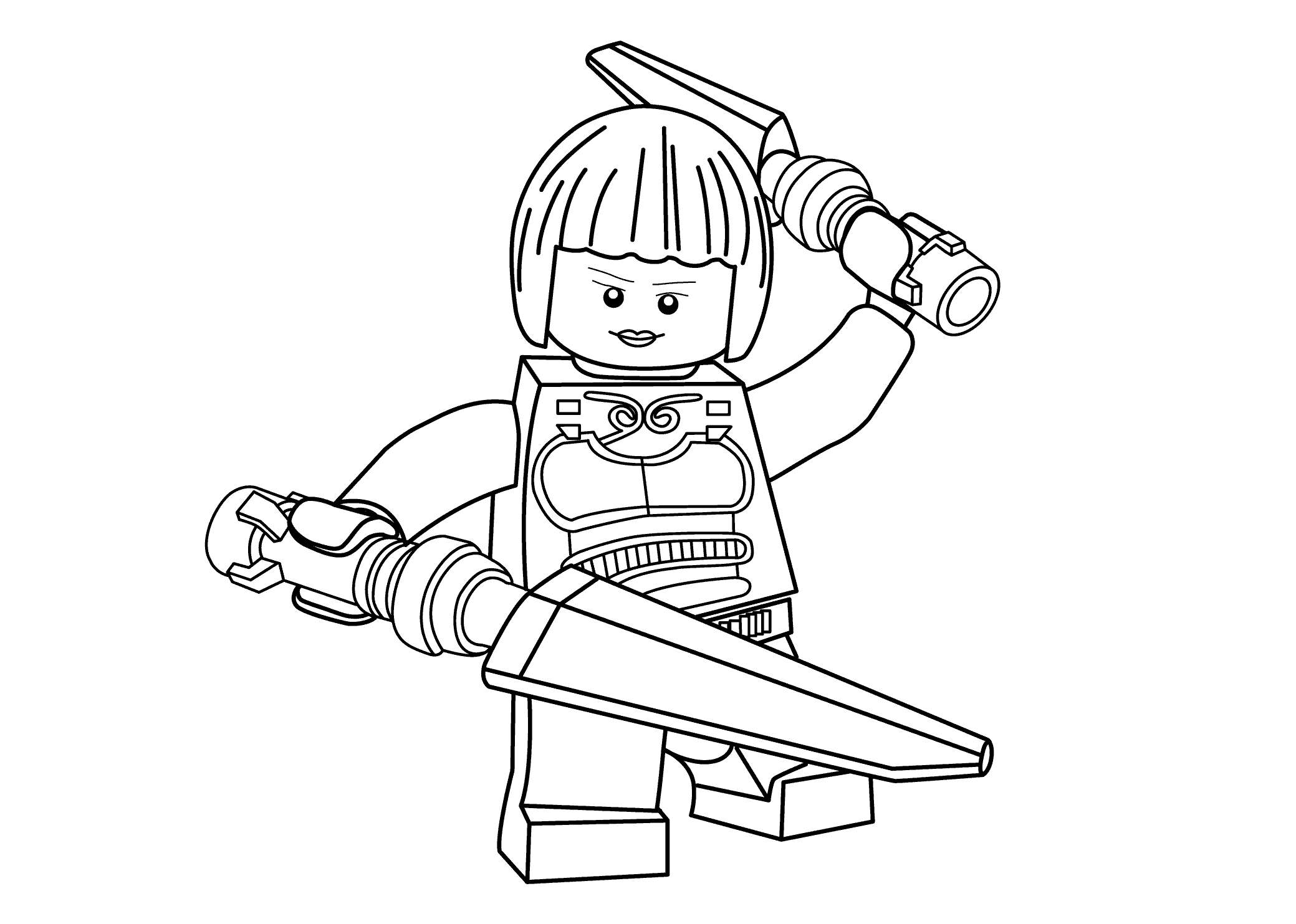 Воин Лего с мечами