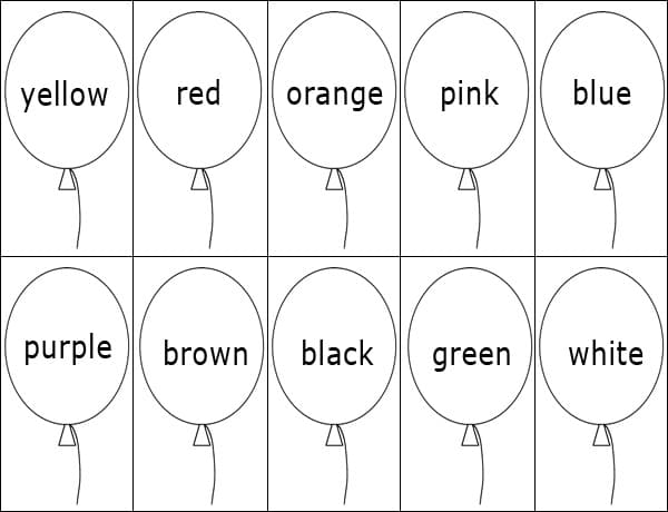 Воздушные шарики цвета на английском