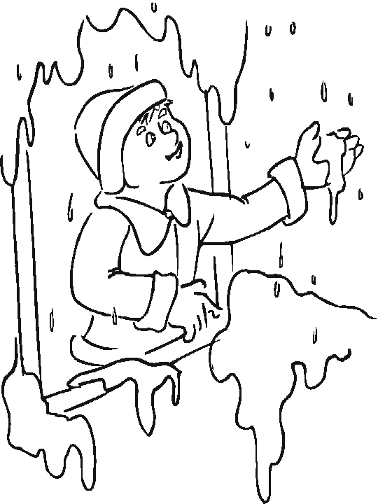 Мальчик и снег раскраска детская