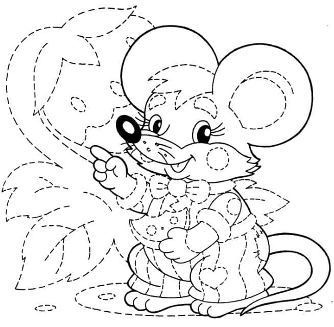 Мышка раскраска с точками