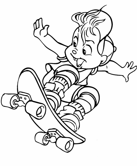 Мальчик в кепке на скейте раскраска