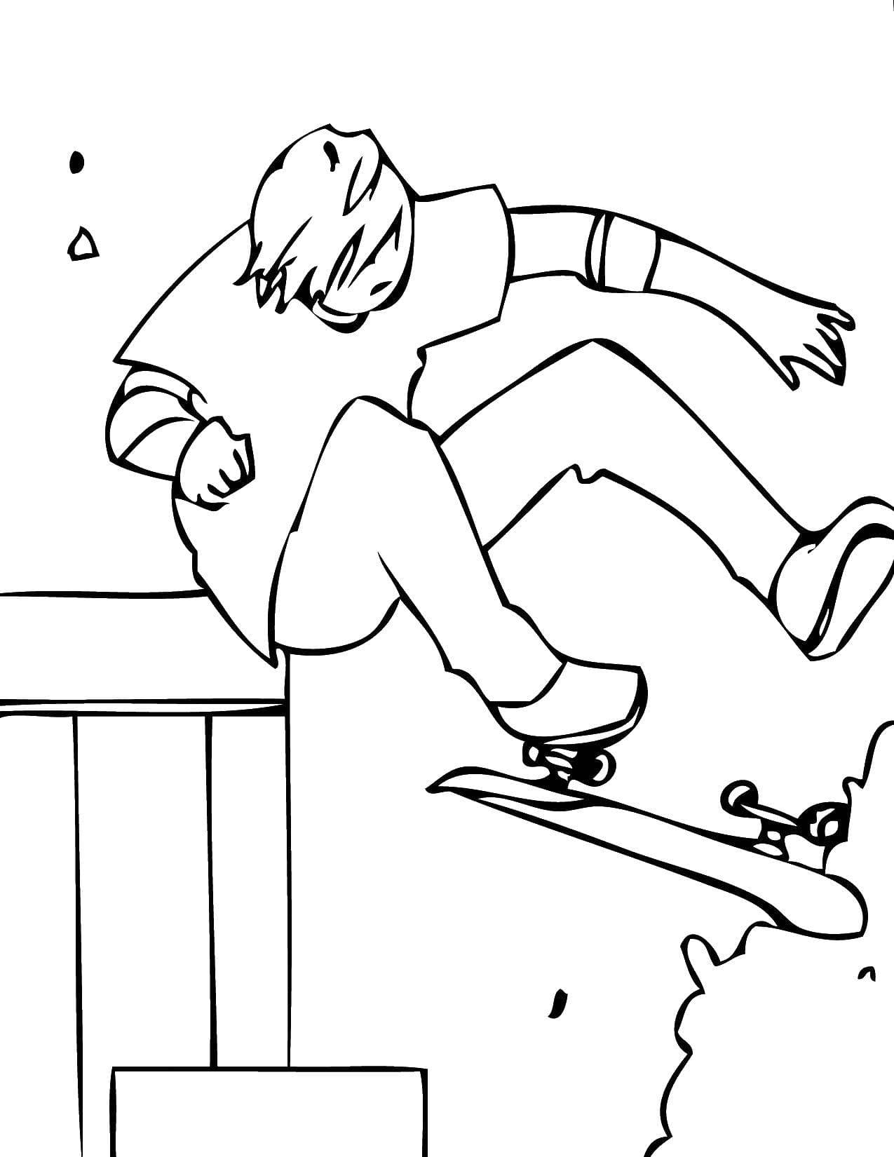 Мужчина прыгает на скейтборде