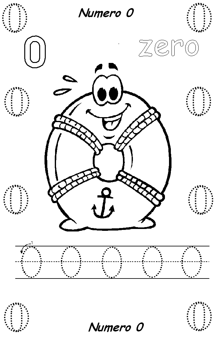 Цифра 0 моряк раскраска для детей