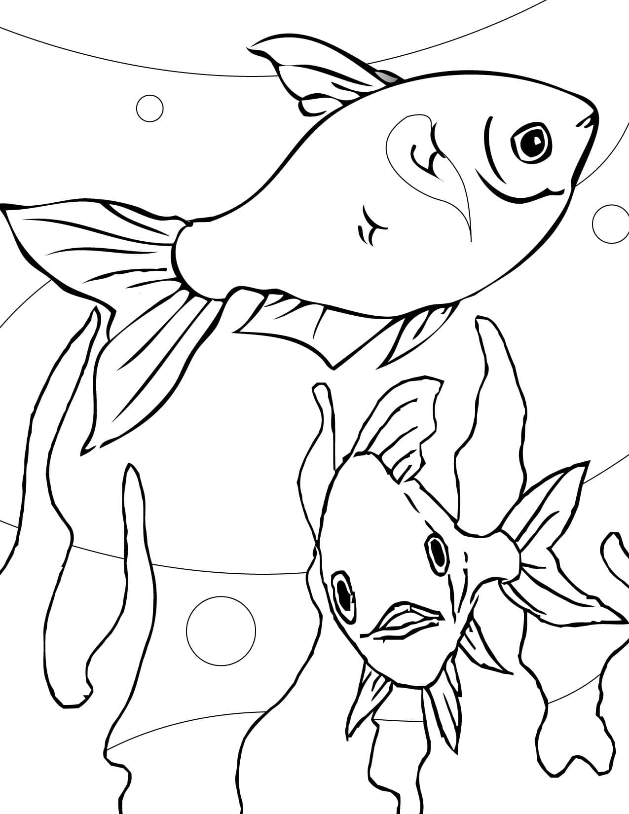 Рыбки раскраска
