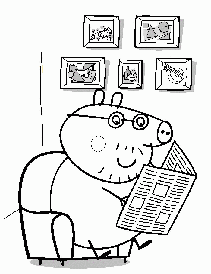 Папа свин читает газету