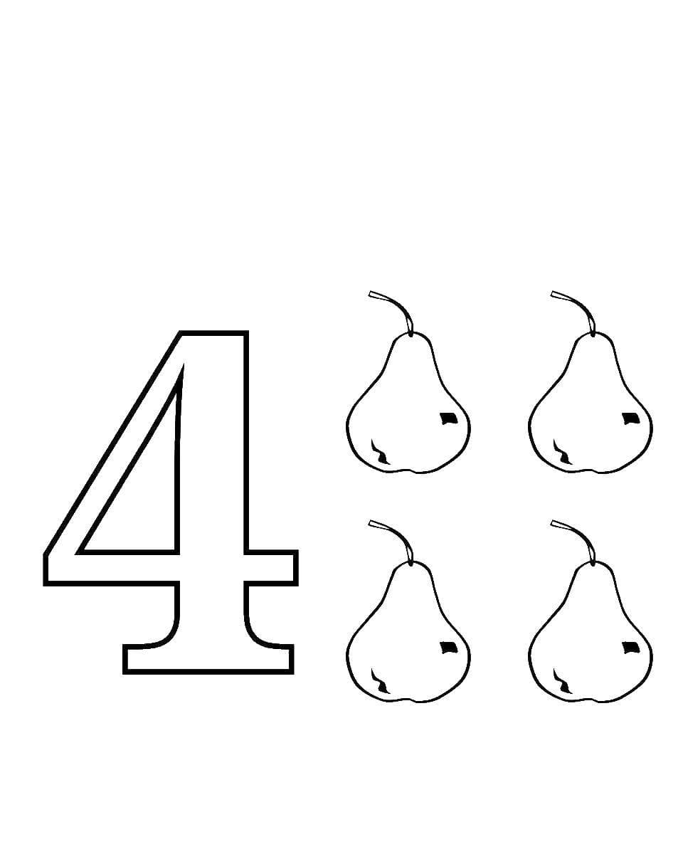 Цифра 4 с грушами
