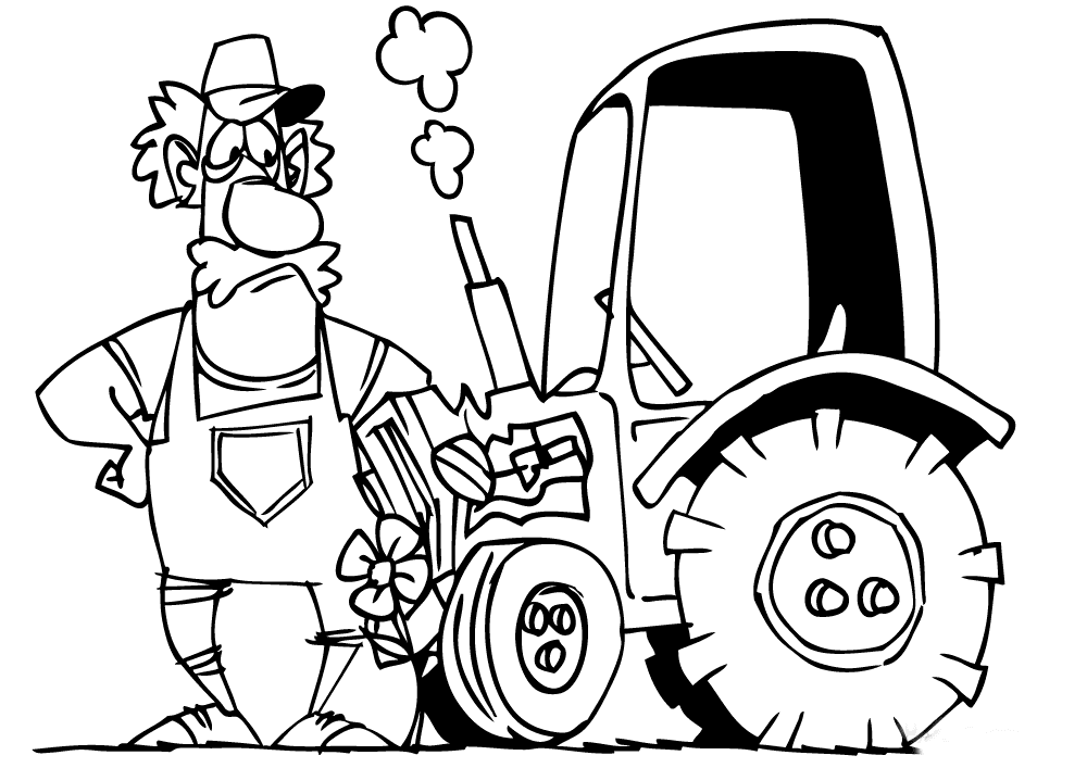 Трактор и тракторист с усами