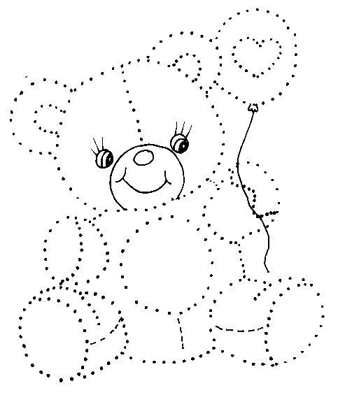 Медвежонок с шариком раскраска по точкам