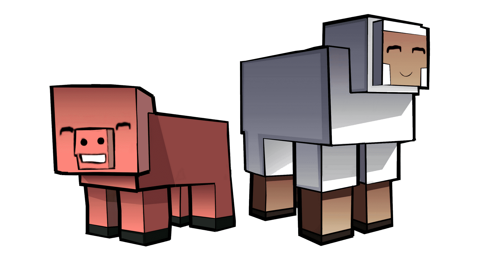 Свинья и овца майнкрафт пнг