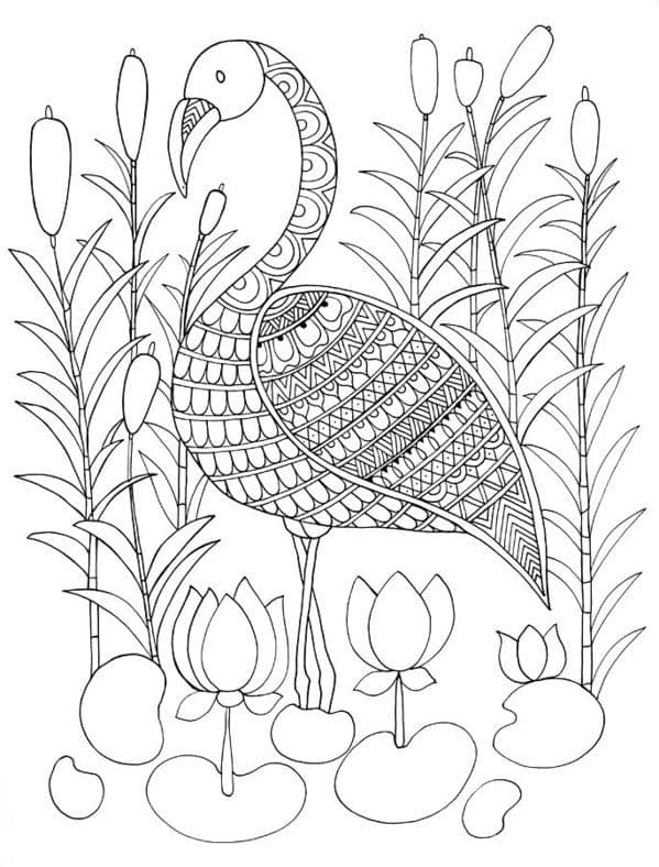 Фламинго и цветы