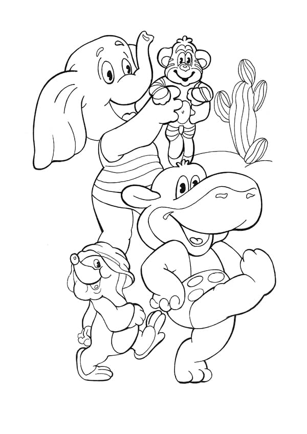 Бегемот слон и обезьяна