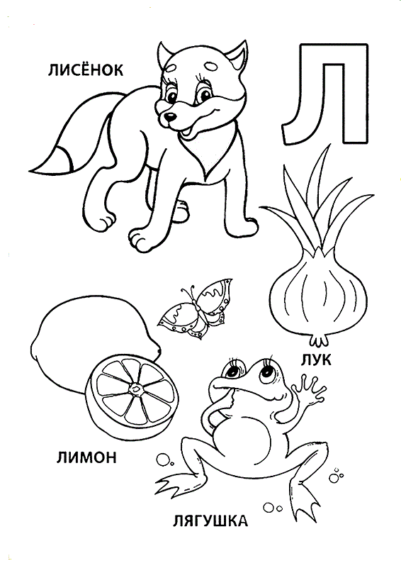 Буква Л с животными и едой