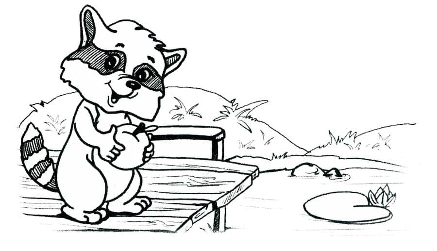 Енот с яблоком