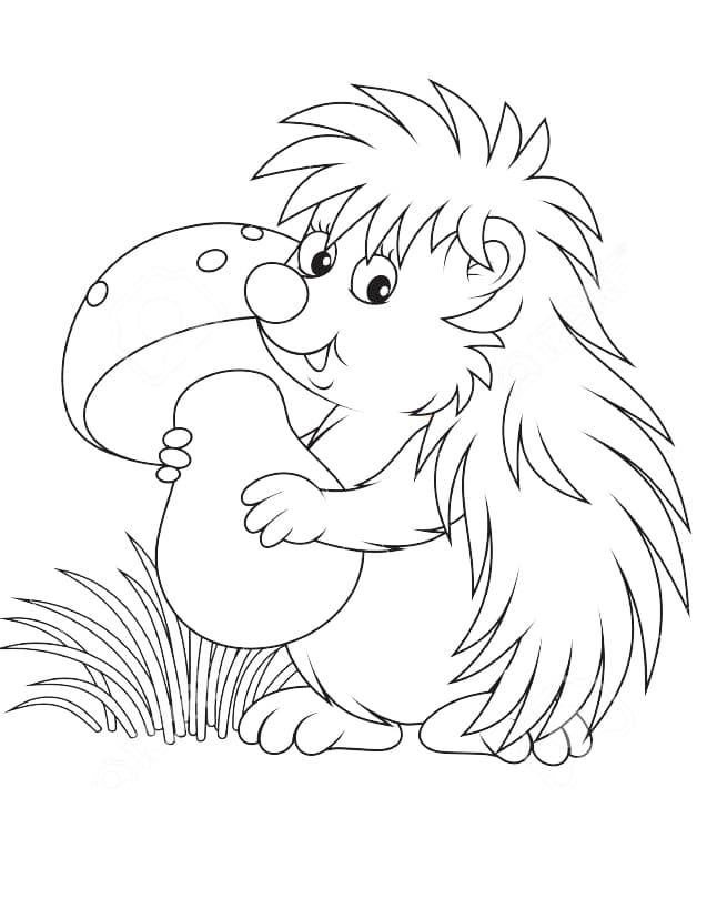 Ежик с большим грибом