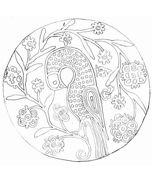 Круг с птицей и цветами