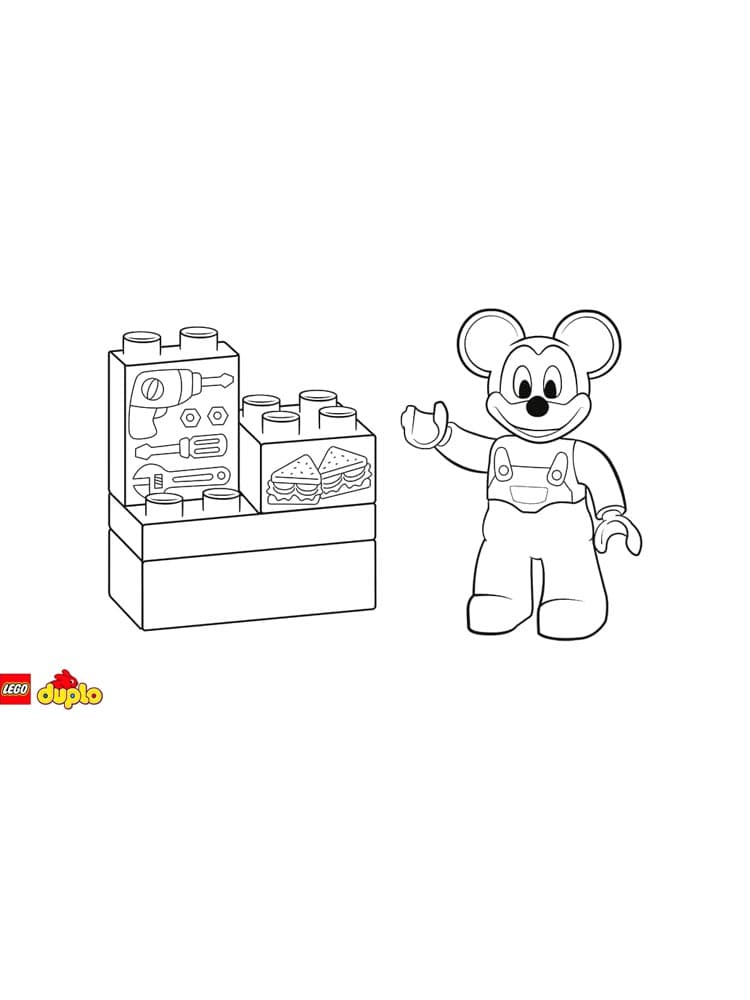 Мышонок лего Дупло раскраска