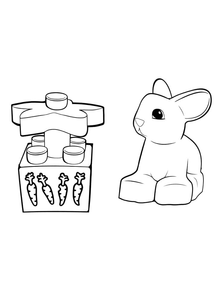 Зайчик и морковка раскраска лего