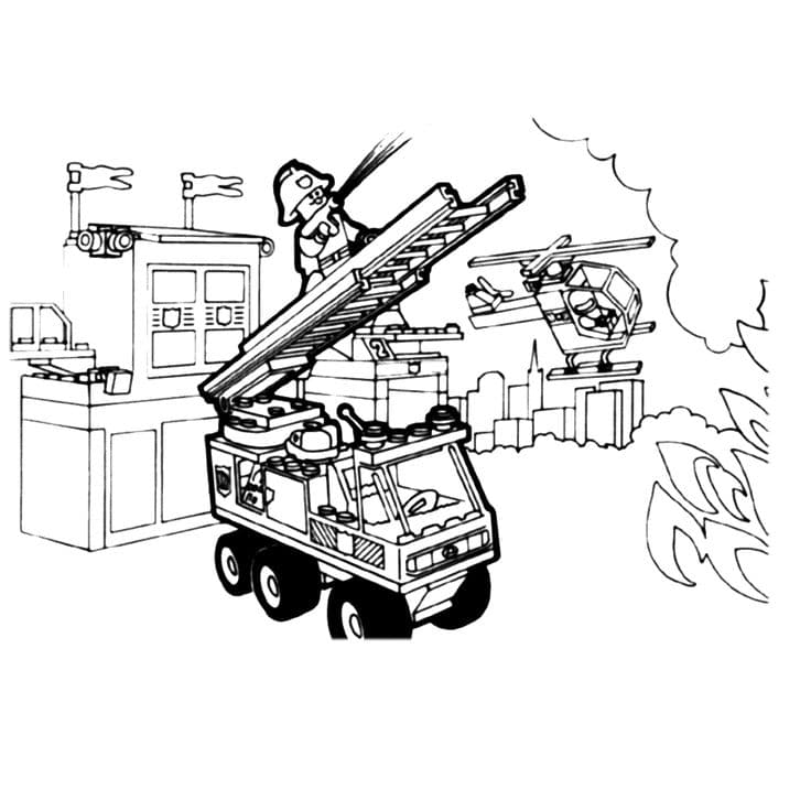 Пожарные лего тушат пожар