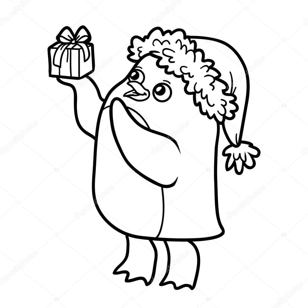 Пингвин с подарком