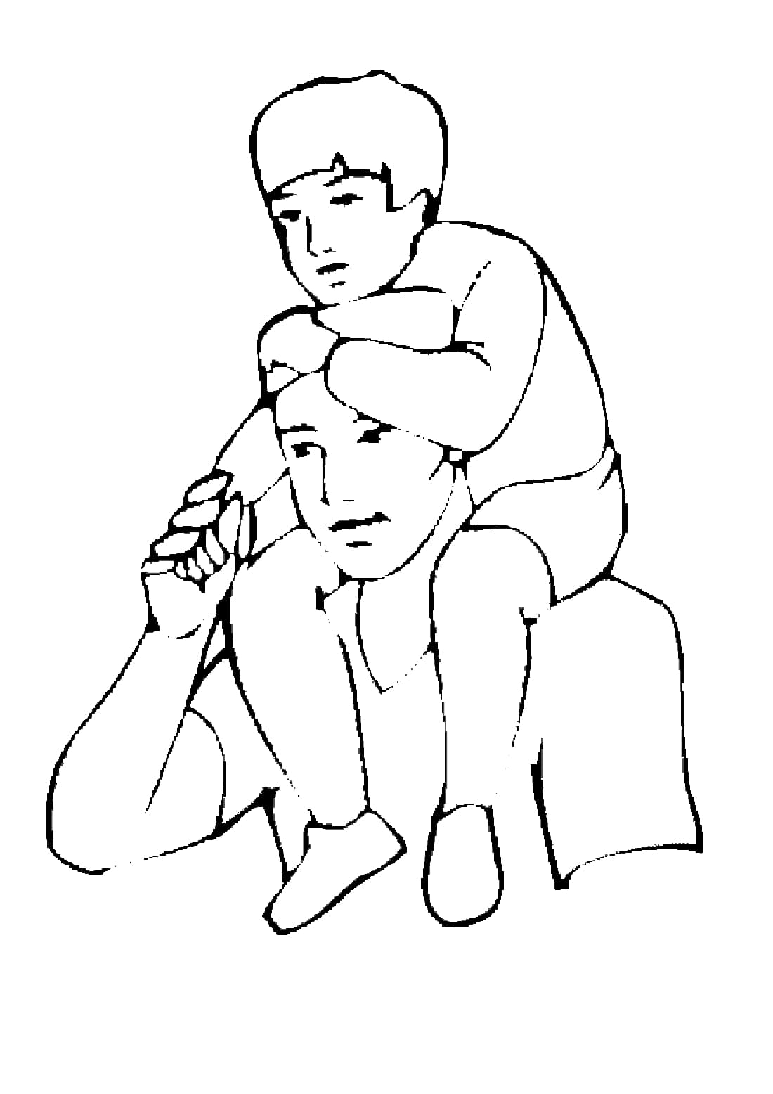 Папа несет сына