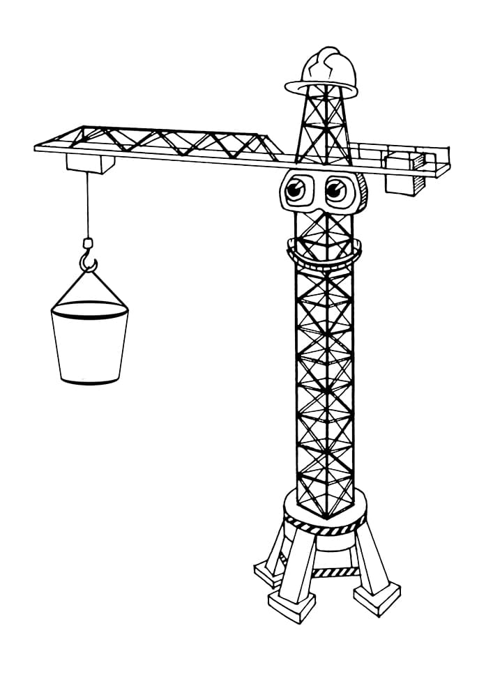Подъемный кран держит ведро
