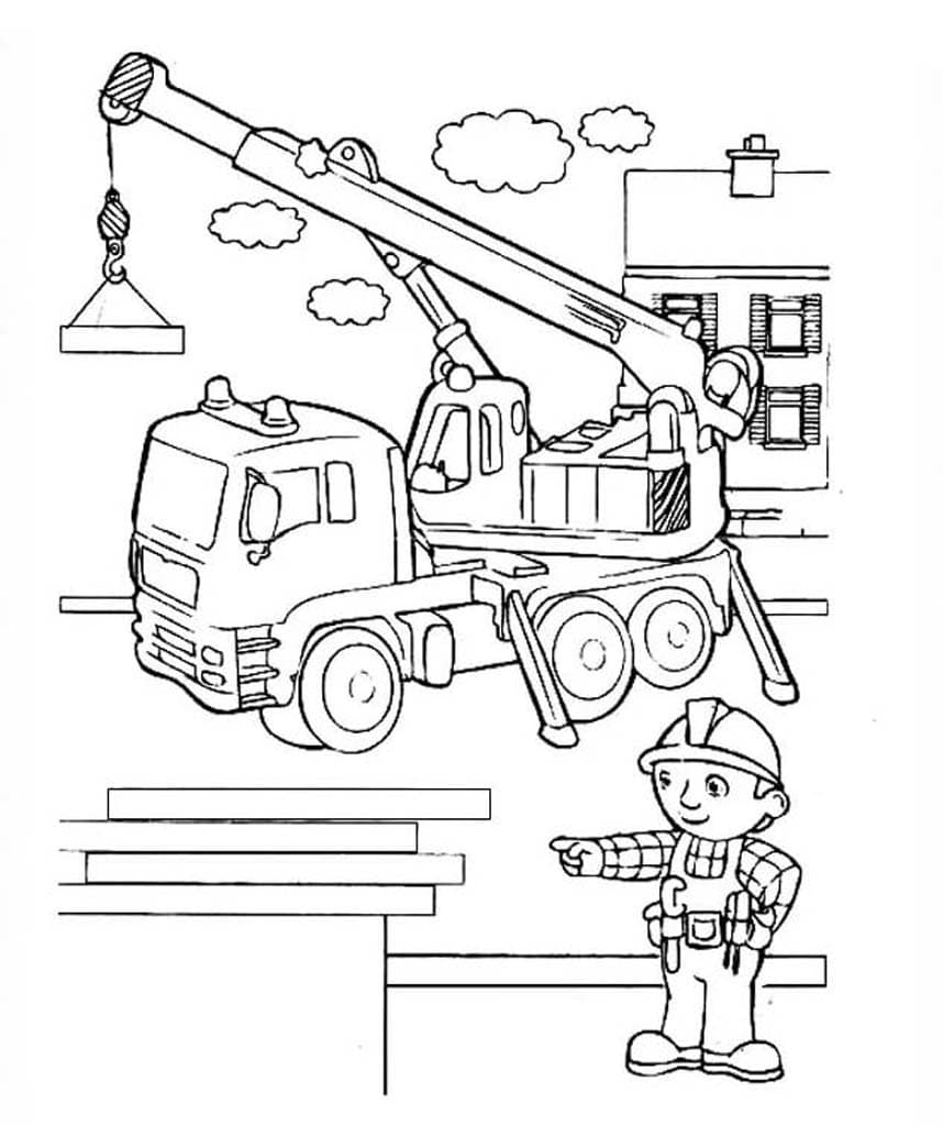 Подъемный кран и строитель
