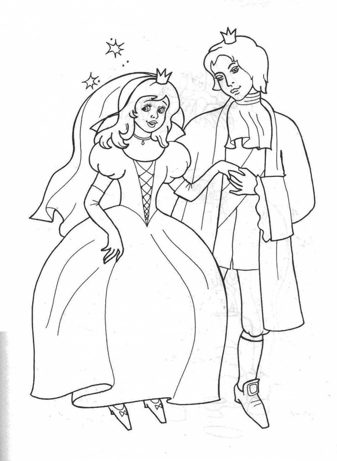 Принц обнимает принцессу