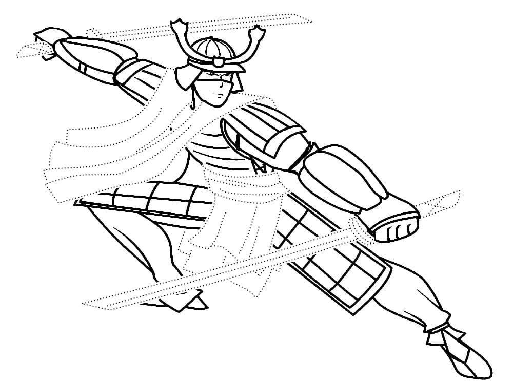 Самурай с двумя мечами раскраска для мальчиков