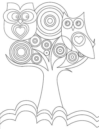 Совы и дерево с узорами