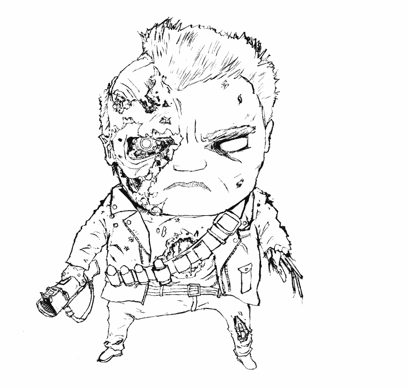 Маленький терминатор раскраска