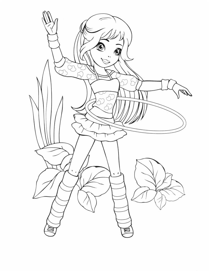 Девочка крутит обруч