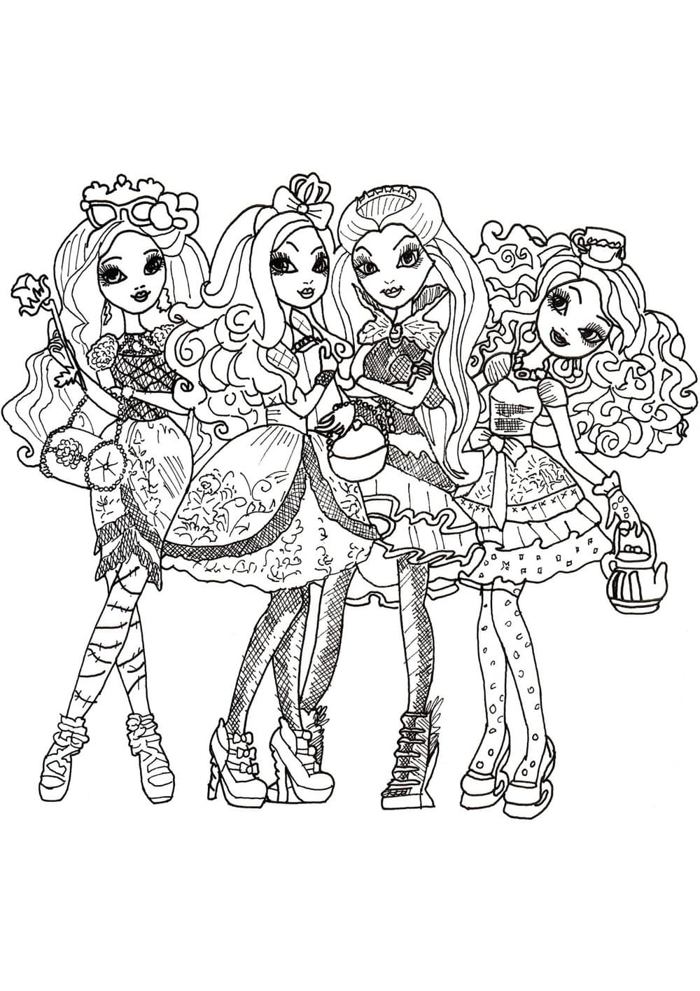 Девочки Эвер Афтер Хай раскраска для ребенка
