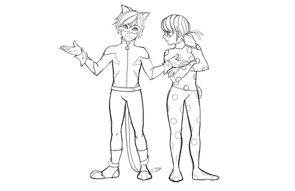 Супер кот и леди баг раскраска детская