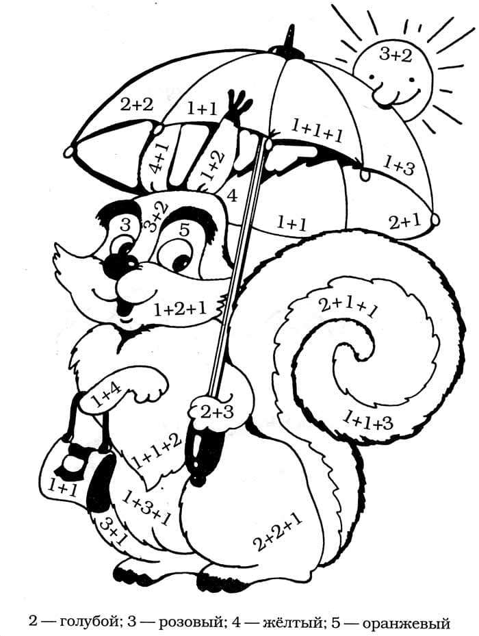 Белочка под зонтом раскраска с примерами