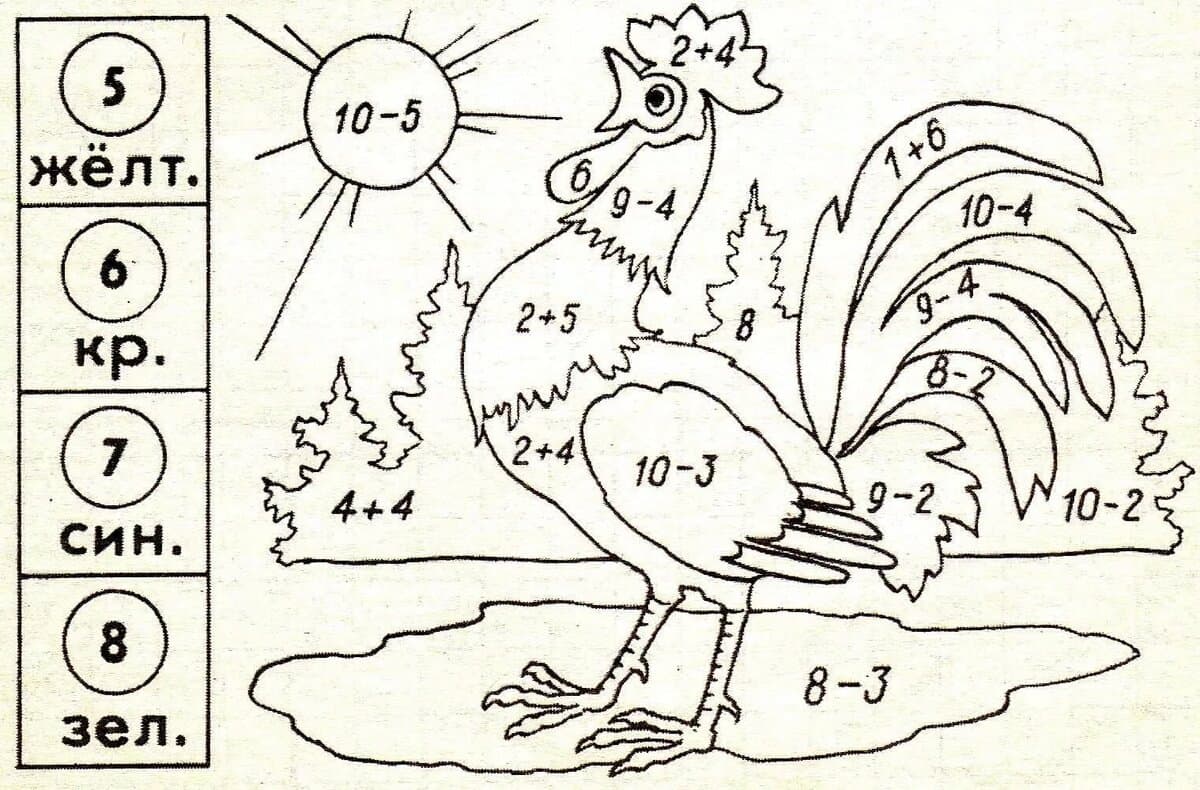 Петух раскраска с примерами