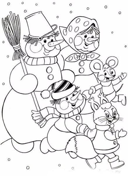 Снеговики и белочка