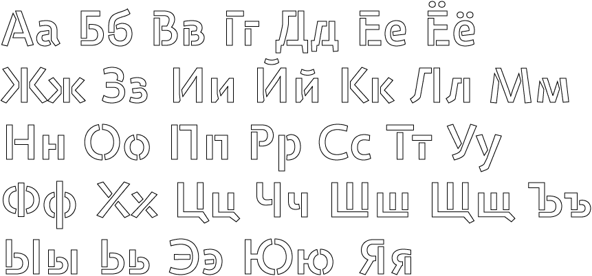 Трафарет алфавит большой и маленький